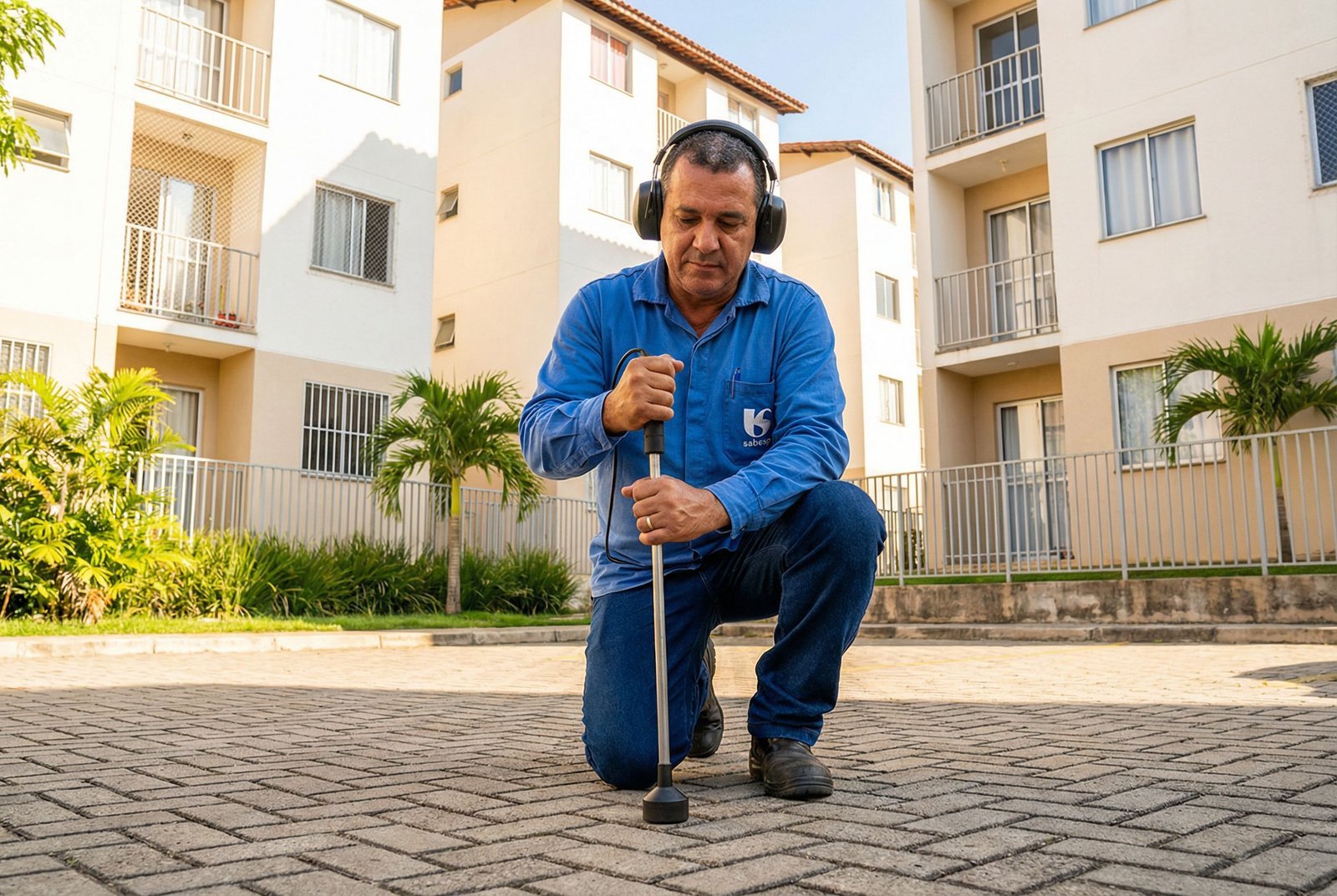 Detecção de vazamento de água oculto com geofone